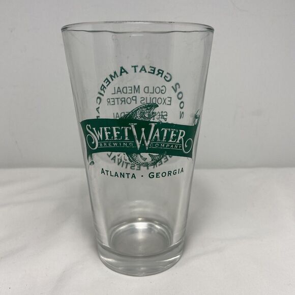 Sweetwater Brewing Pint Glass Atlanta Georgia usa 2002 Beer Festival Green Print - Picture 1 of 4